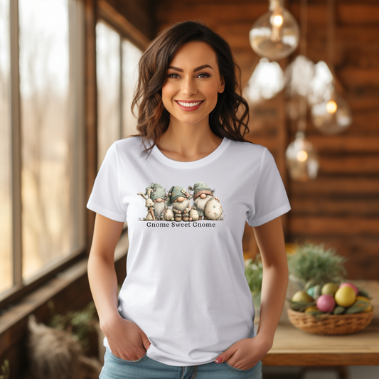 Gnome Sweet Gnome T-Shirt — Cute Woodland Gnome Trio Tee