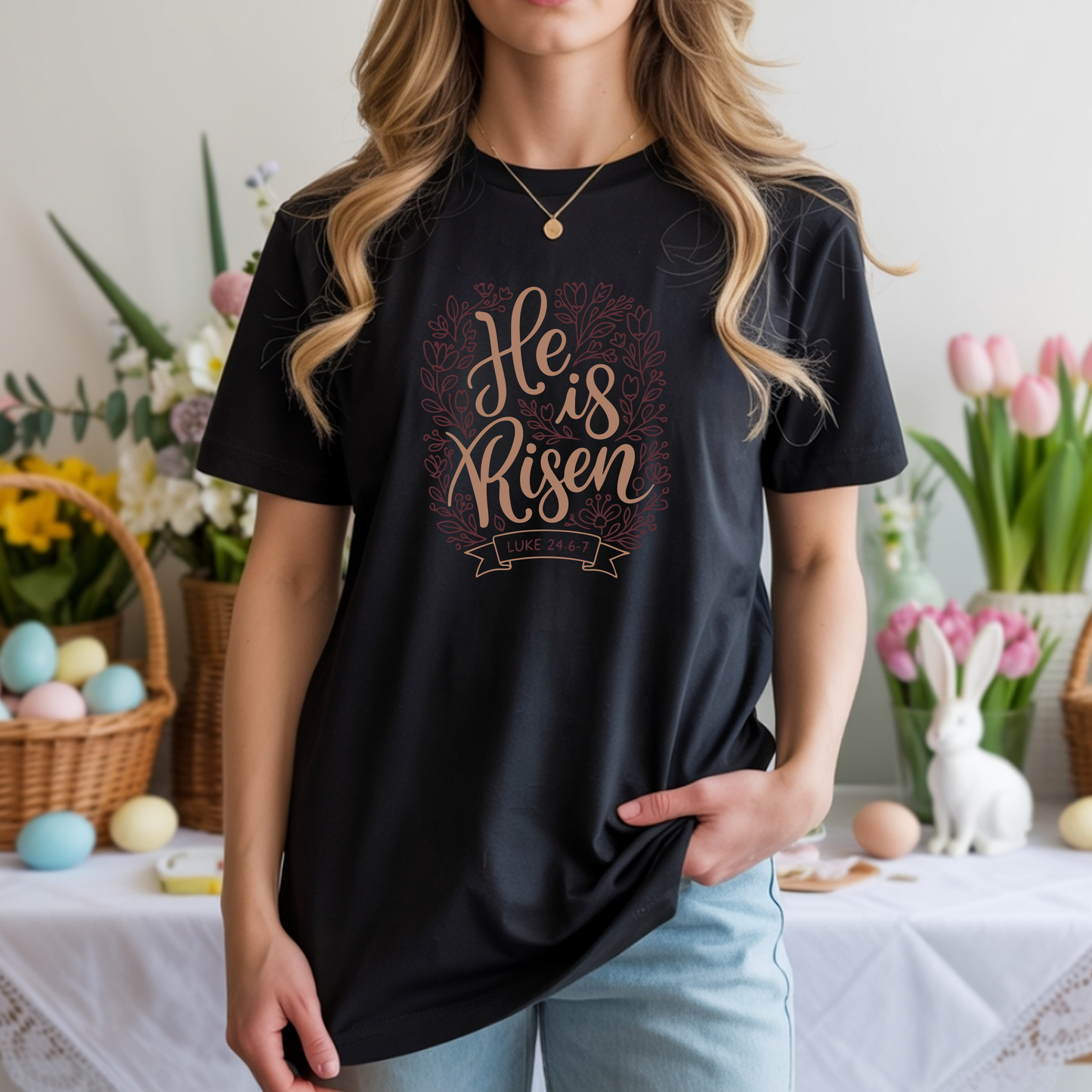 He Is Risen T-Shirt — Easter Christian Faith Tee
