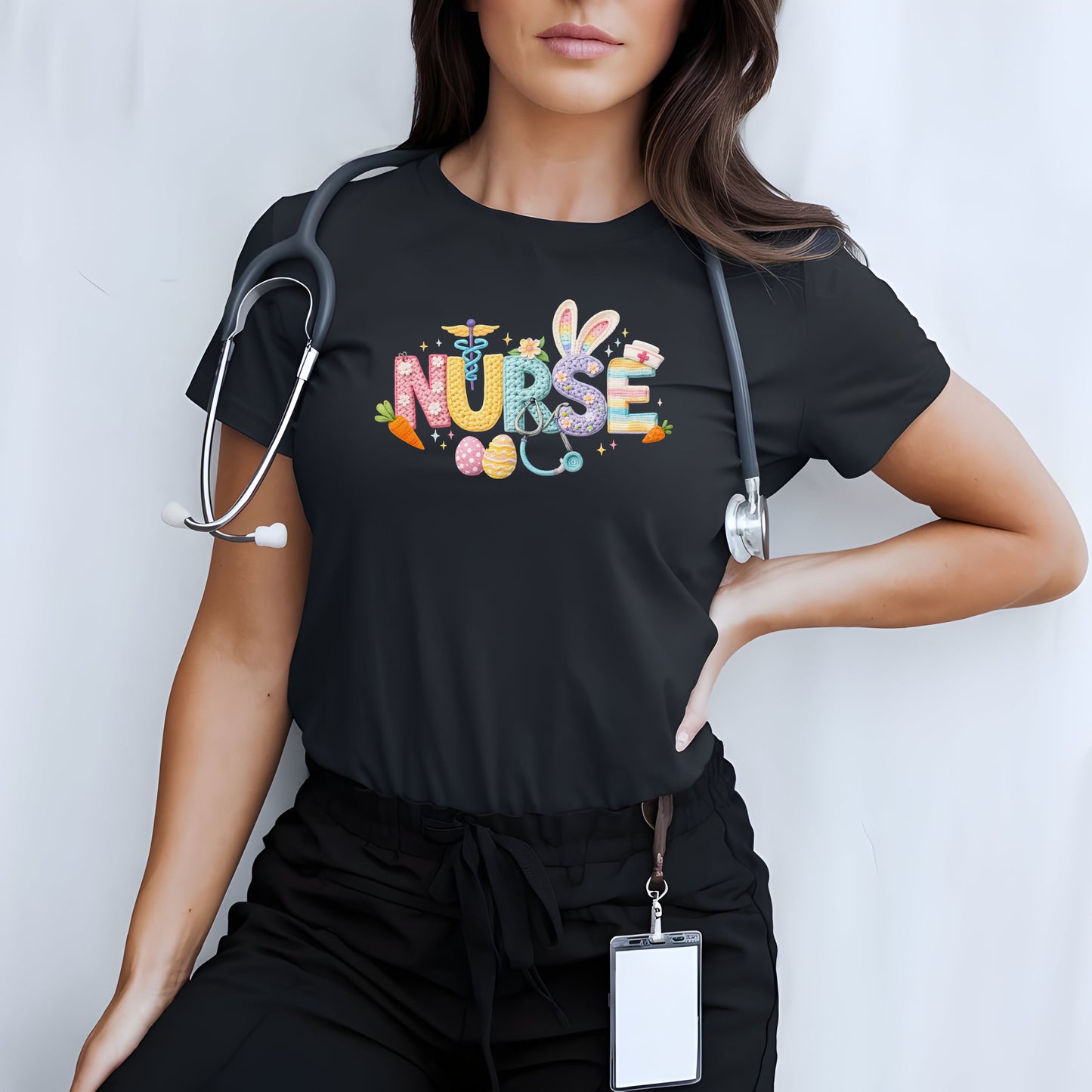 Nurse Floral Icons T-Shirt — Colorful Medical Staff Gift for Nurses