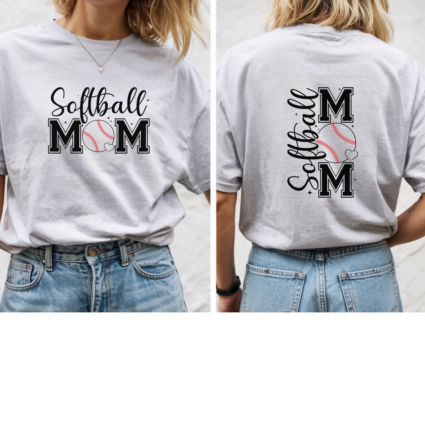 Softball Mom Front & Back Shirt – Trendy Softball Mom Graphic Tee, Double-Sided Game Day Shirt, Sports Mom Gift, Softball Season Apparel