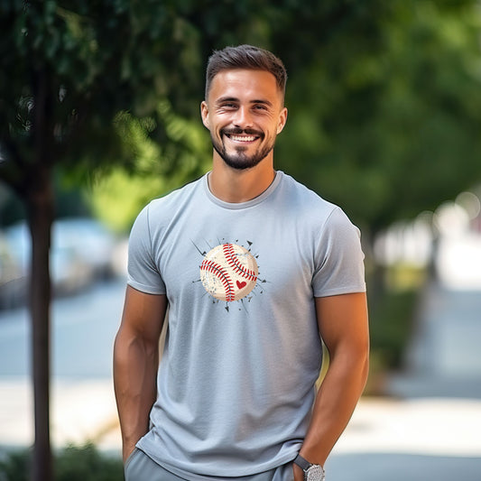 Distressed Baseball Heart Shirt, Vintage Baseball Mom Tee, Softball Lover Graphic T Shirt, Game Day Outfit, Baseball Fan Gift, Sports Mom Apparel