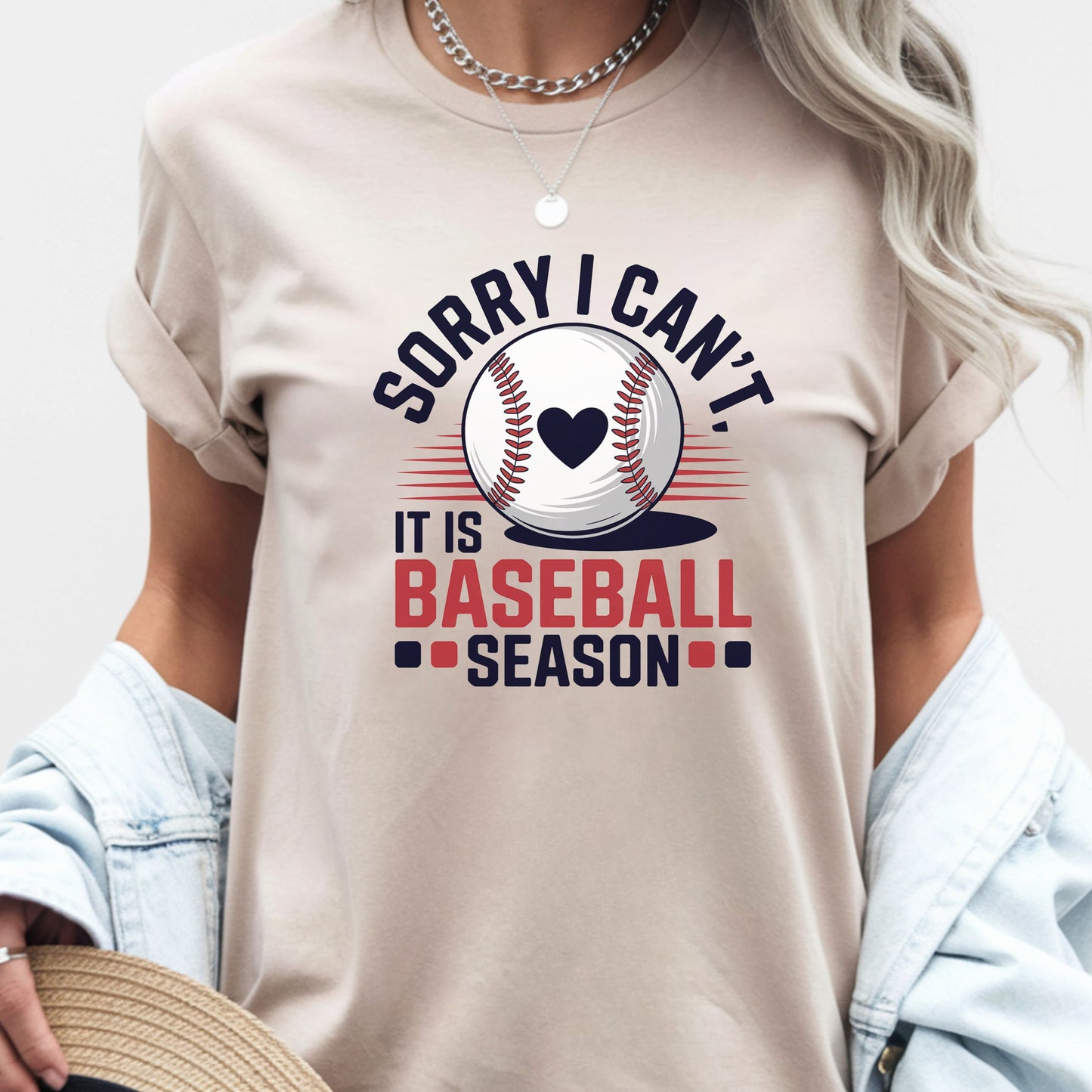 Sorry I Can’t, It’s Baseball Season Shirt – Cute Baseball Mom Fan Tee, Game Day Graphic T-Shirt, Baseball Lover Gift