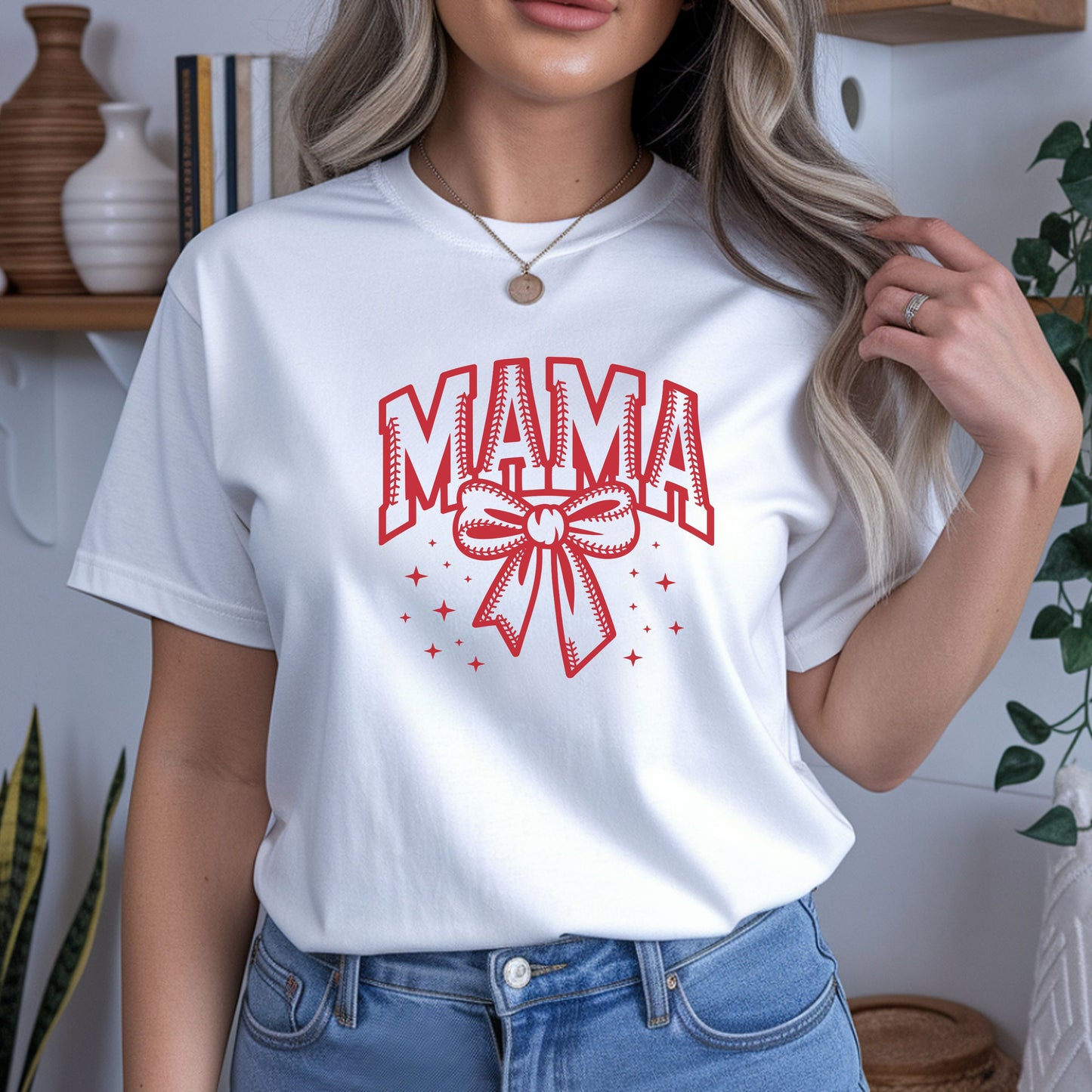 Baseball Mama Bow Shirt – Cute Game Day Sports Mom Tee | Trendy Coquette Style Baseball Mom Graphic T-Shirt