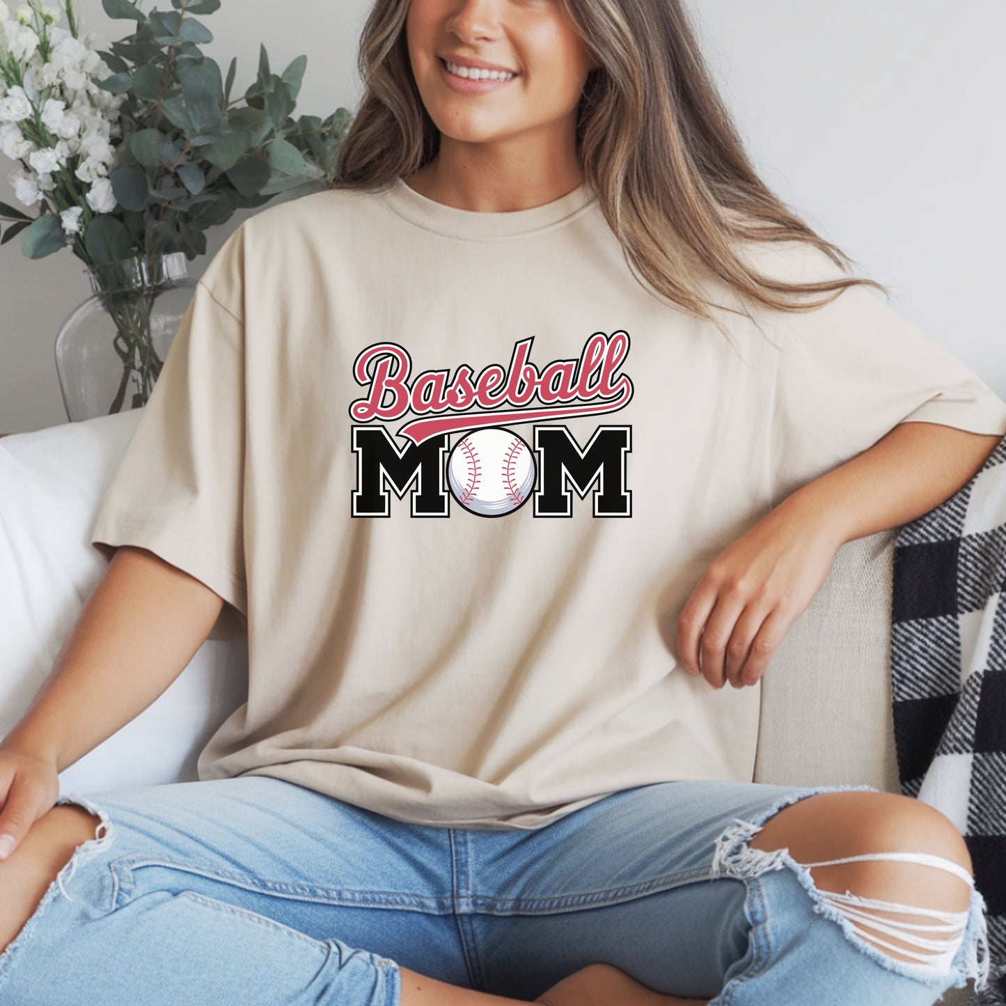 Baseball Mom Script Shirt – Cute Game Day Sports Mom Tee | Classic Baseball Mama Graphic T-Shirt