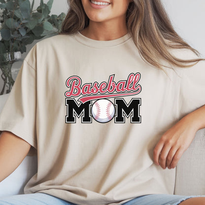Baseball Mom Script Shirt – Cute Game Day Sports Mom Tee | Classic Baseball Mama Graphic T-Shirt