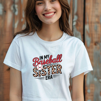 In My Baseball Sister Era Shirt – Trendy Baseball Sister Tee | Game Day Outfit | Leopard Baseball Graphic T-Shirt for Women & Girls