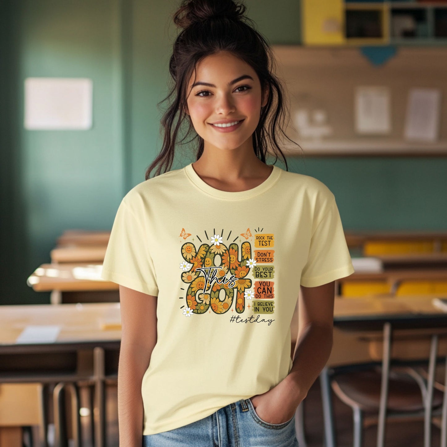 You Got This Floral T-Shirt — Retro 70's Style - Motivational Positive Quote Tee