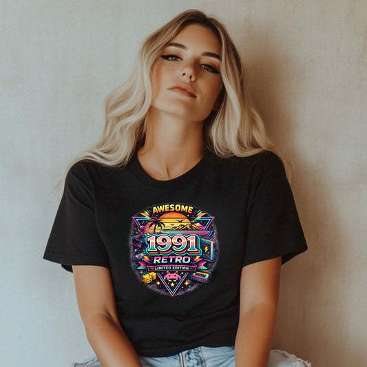 Vintage 1991 Retro Shirt – 90s Nostalgia Graphic Tee | Retro Gamer Aesthetic T-Shirt | Limited Edition Birthday Gift | Classic 1990s Style