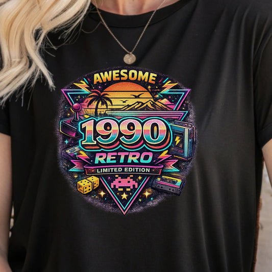 Vintage 1990 Retro Shirt – 90s Nostalgia Graphic Tee | Retro Gamer Aesthetic T-Shirt | Limited Edition Birthday Gift | Classic 1990s Style