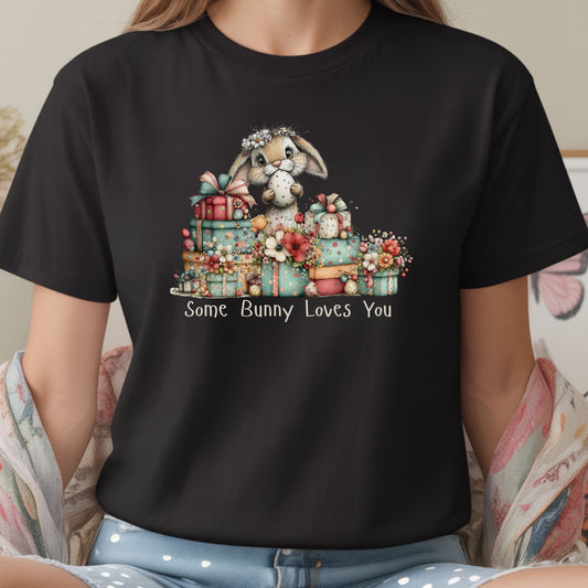 Some Bunny Loves You Shirt – Cute Easter Bunny Graphic Tee, Spring Gift Shirt, Floral Bunny T-Shirt, Pastel Easter Outfit, Women’s Easter Top