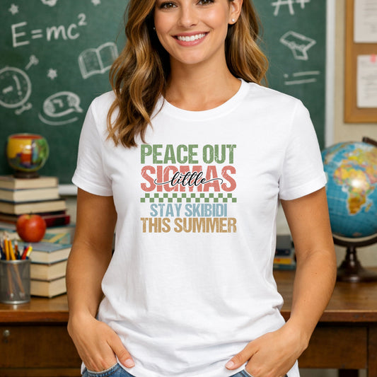 Peace Out Teacher Shirt – Funny Last Day of School Tee – Stay Skibidi This Summer – End of Year Teacher Gift