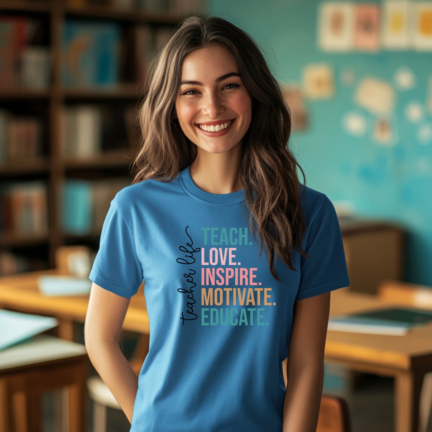 Teach Love Inspire Motivate Educate Shirt – Teacher Life T-Shirt – Inspirational Educator Gift – Cute Back to School Teacher Tee