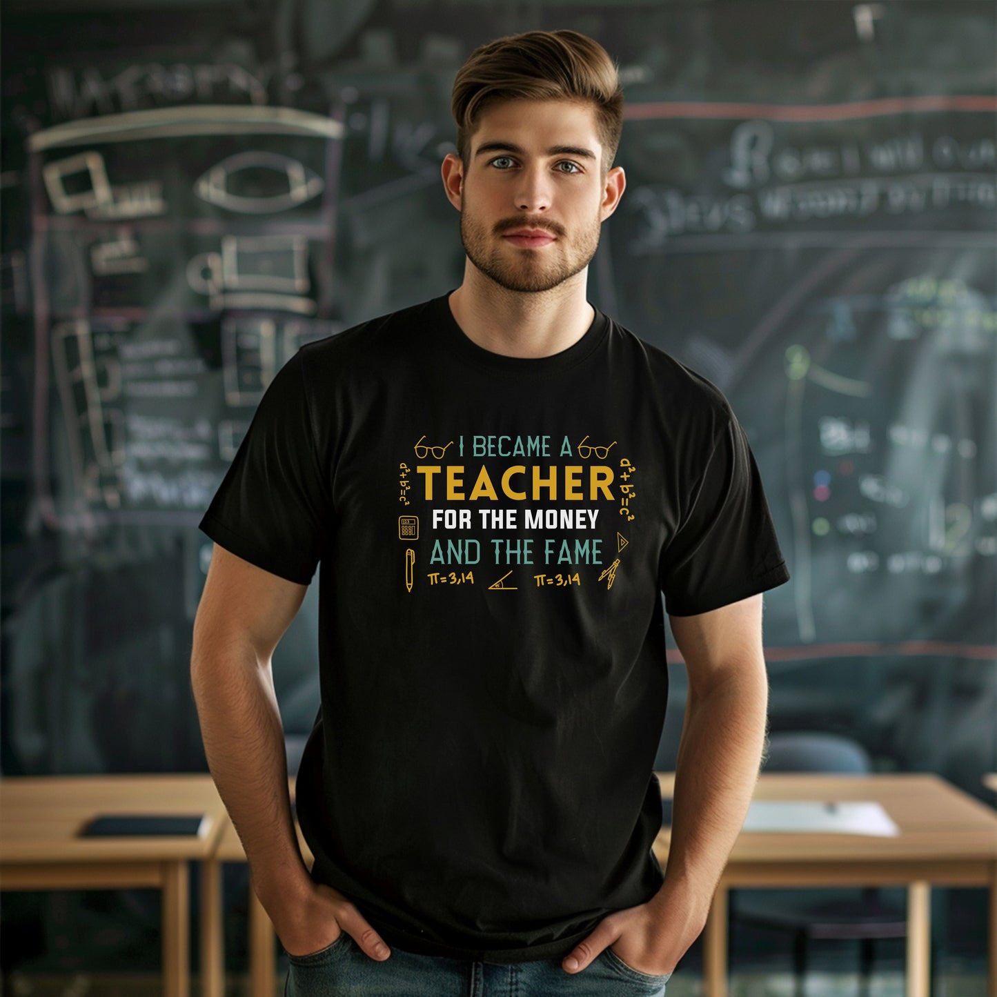 I Became A Teacher For The Money And The Fame Shirt | Funny Math Teacher T-Shirt | Sarcastic Teacher Gift | Back To School Tee