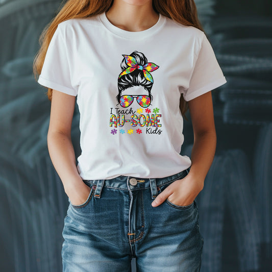 I Teach Au-Some Kids Shirt | Special Education Teacher T-Shirt | Autism Awareness Teacher Tee | SPED Teacher Gift | Back To School Shirt