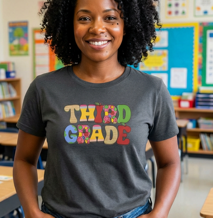 Hello Third Grade T-Shirt - Cute Back-to-School Tee - Teacher Team Tee