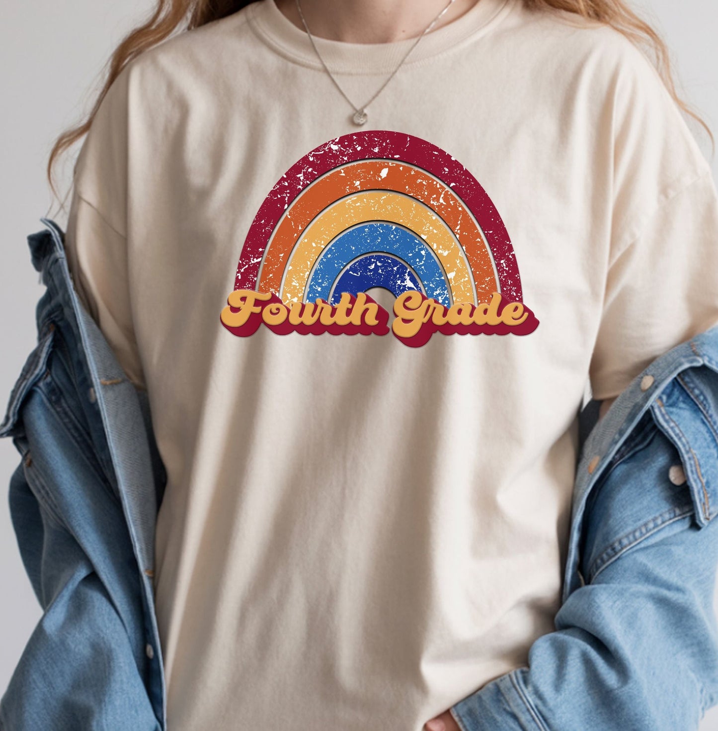 Fourth Grade Retro Rainbow Shirt - Team Pick