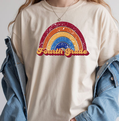 Fourth Grade Retro Rainbow Shirt - Team Pick