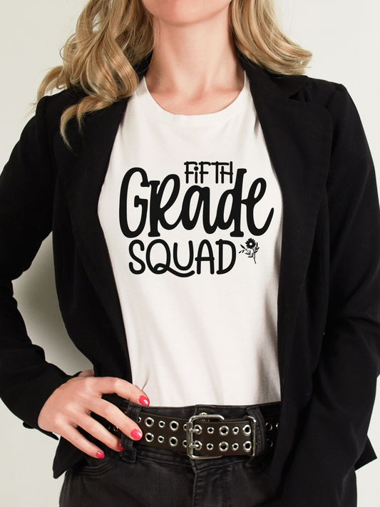 Fifth Grade Teacher T-Shirt - Cute Back-to-School Tee -  Teacher Team Tee - Fifth Grade Squad