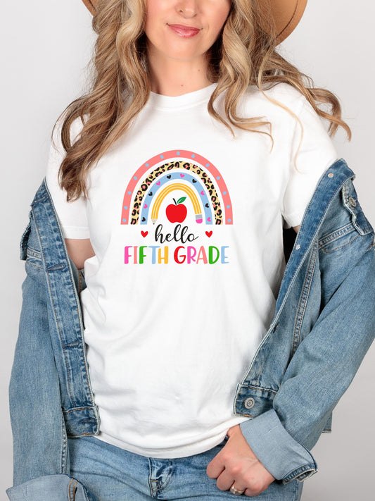 Fifth Grade Rainbow Team T-Shirt - Cute Back-to-School Tee -  Teacher Team Tee
