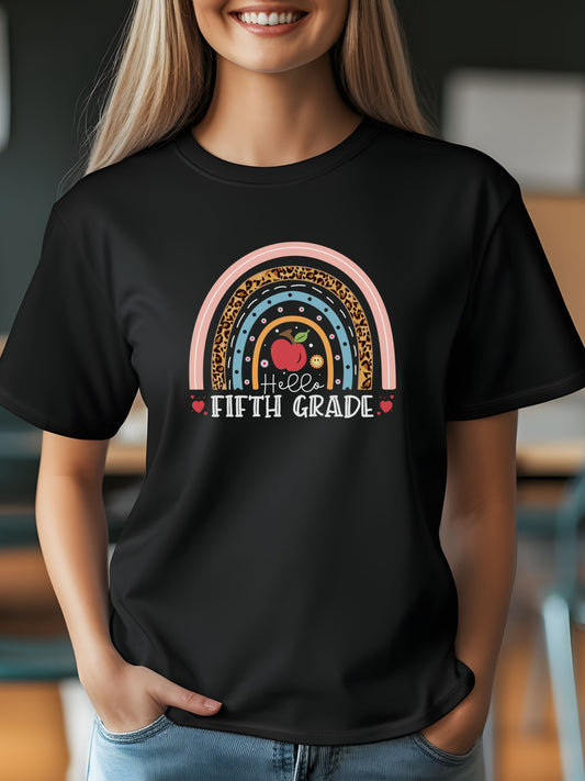 Fifth Grade Rainbow Team T-Shirt - Cute Back-to-School Tee -  Teacher Team Tee