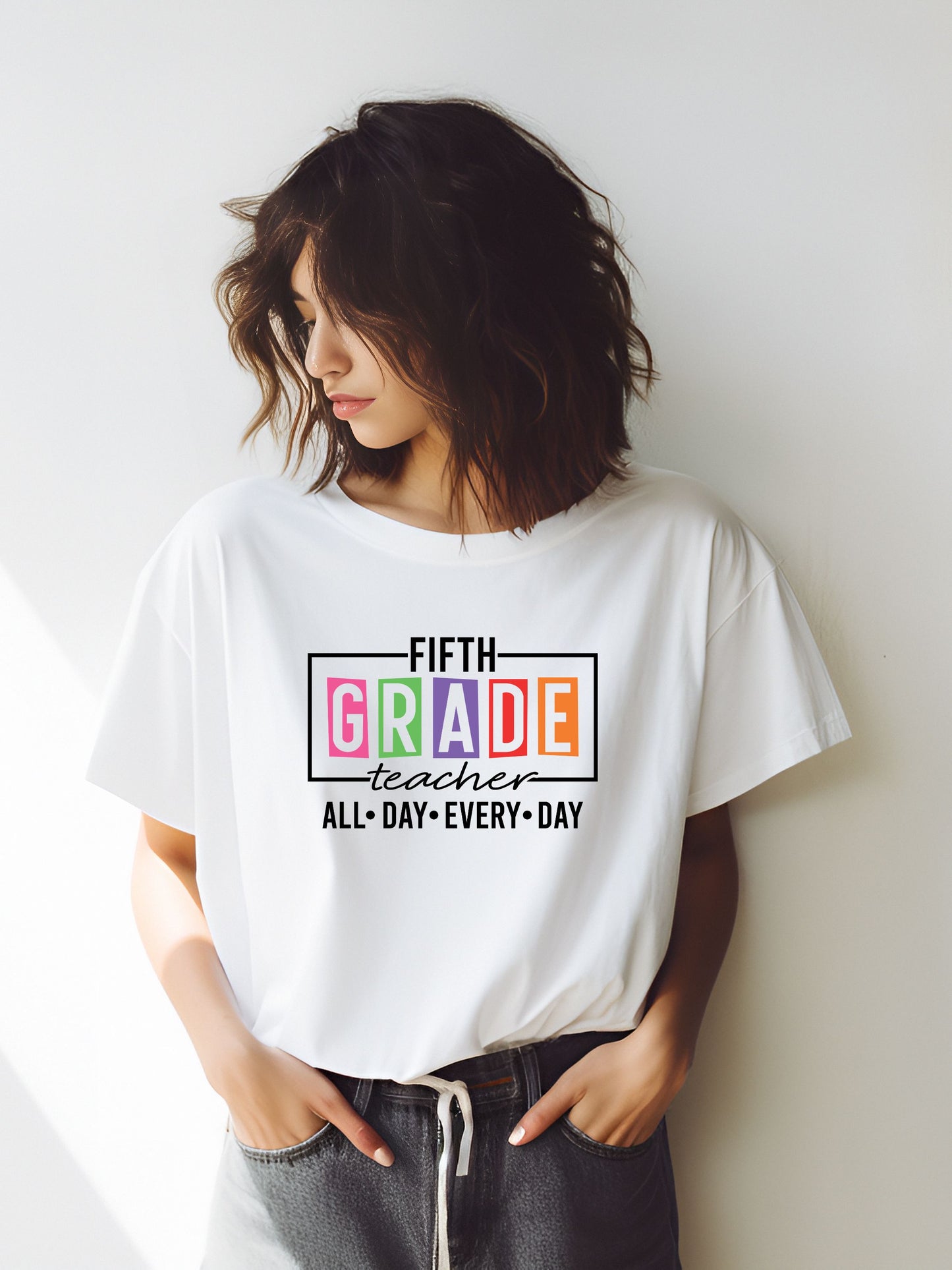 Fifth Grade Teacher T-Shirt - Cute Back-to-School Tee -  Teacher Team Tee - Fifth Grade Squad