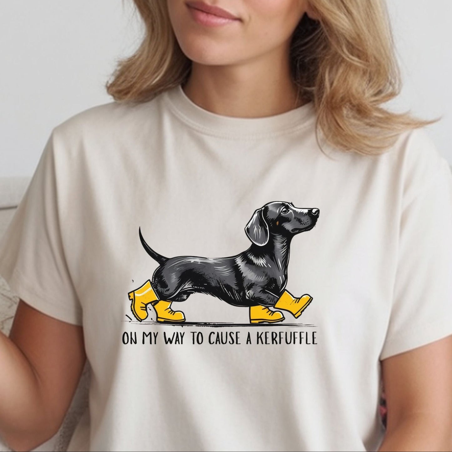 Funny Dachshund Shirt – “On My Way to Cause a Kerfuffle” Tee | Cute Wiener Dog Shirt
