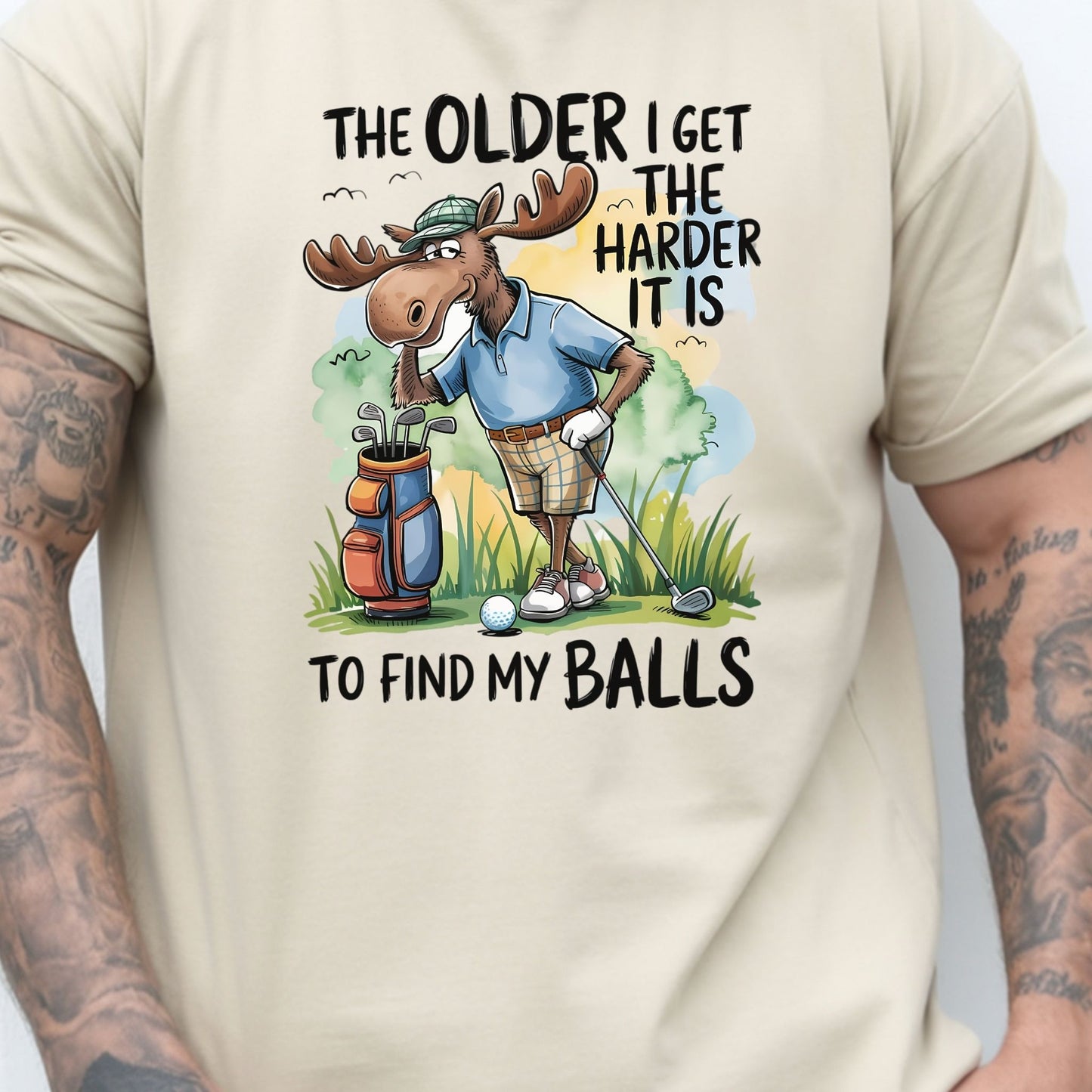 "The Older I Get the Harder It Is to Find My Balls" Funny Golf Shirt — Golf Humor T-Shirt