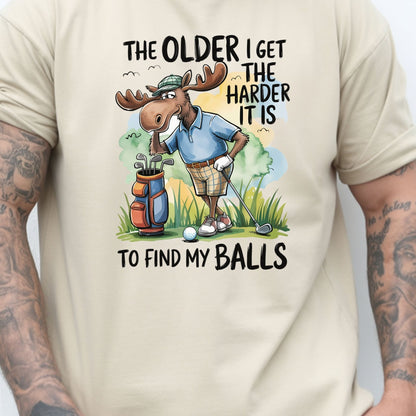 "The Older I Get the Harder It Is to Find My Balls" Funny Golf Shirt — Golf Humor T-Shirt