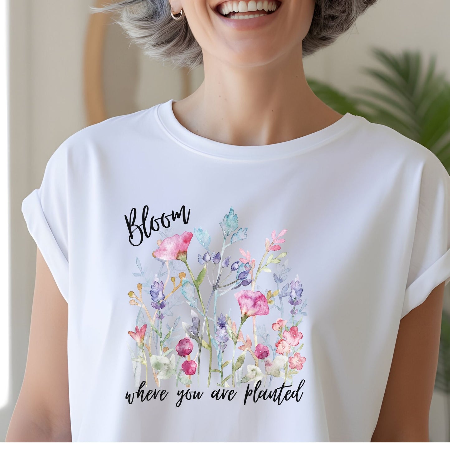 Floral 'Bloom Where You Are Planted' Tee — Watercolor Wildflower Women's T-Shirt