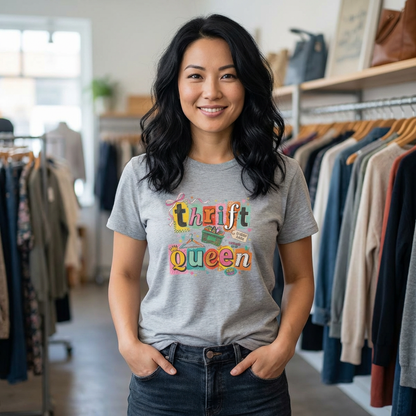 Thrift Queen T-Shirt – Vintage Thrifting Graphic Tee, Retro Style Funny Thrift Shop Shirt