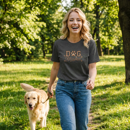 Dog Mama T‑Shirt – Paw Print Graphic Tee for Dog Lovers - Cute Dog Lover Graphic Tee