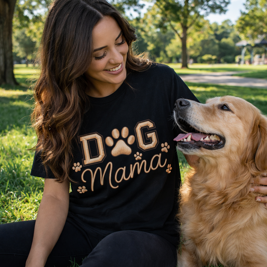 Dog Mama T‑Shirt – Paw Print Graphic Tee for Dog Lovers - Cute Dog Lover Graphic Tee