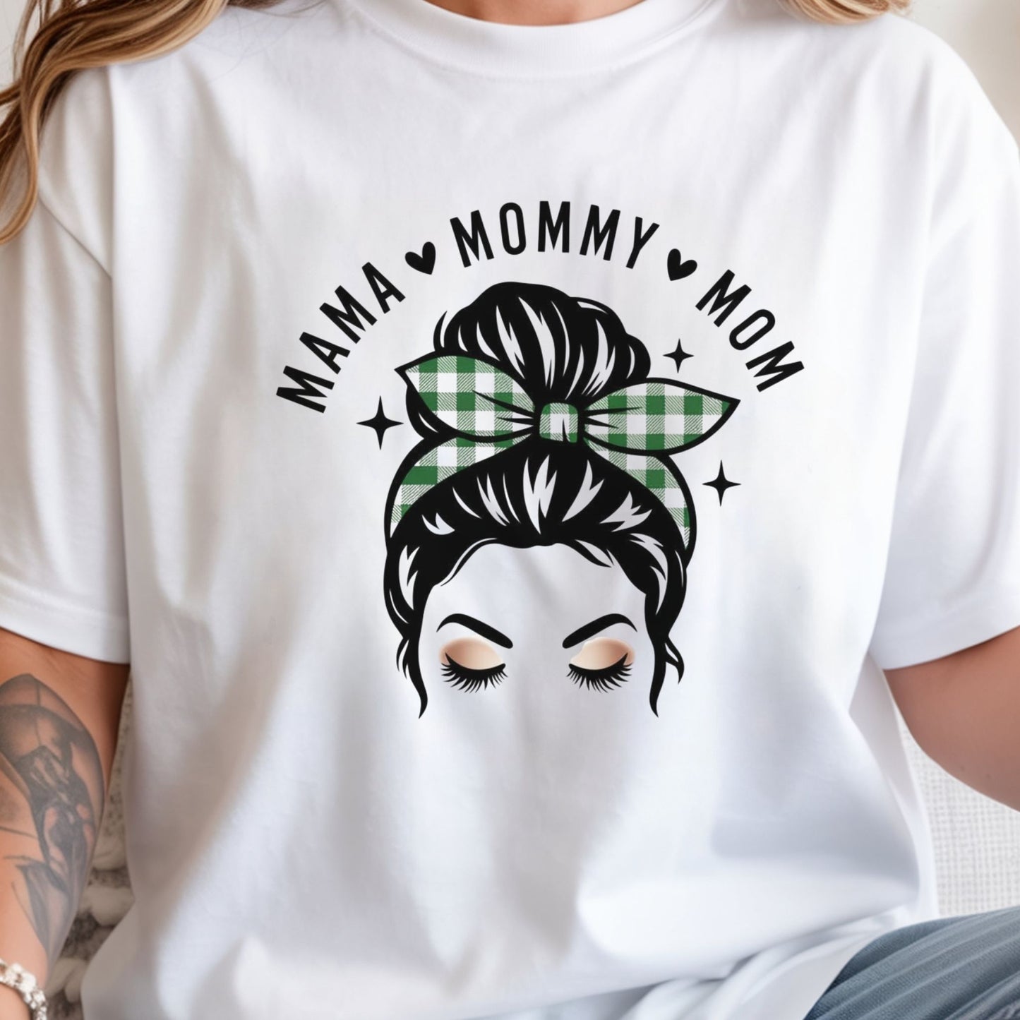 Mama Mommy Mom Graphic T-Shirt – Messy Bun Mom Life Tee