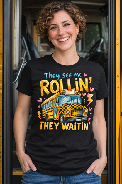 They See Me Rollin’ – Funny Teacher Bus Tee
