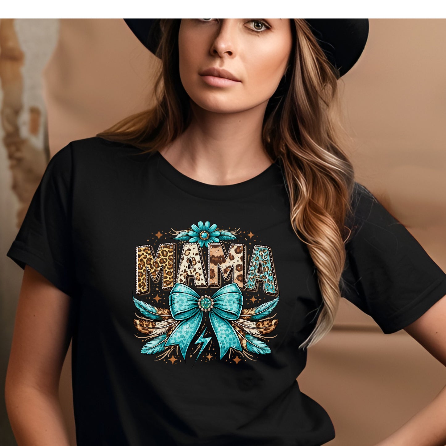 Mama Leopard Print Shirt –  Western Mama Shirt – Cowgirl Mom Graphic Tee – Trendy Mama Shirt