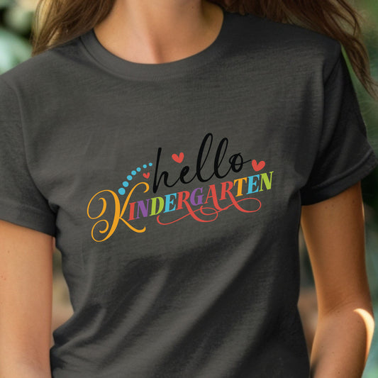 Hello Grade Teacher Shirts | Retro Back to School Graphic Tees | Preschool, Pre-K, Kindergarten, First, Second & Third Grade Teacher Shirt | Gildan 64000 Softstyle Tee