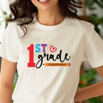 1st Grade Teacher Shirt | Back to School Teacher Tee | First Grade Graphic T-Shirt | Cute Classroom Shirt | Gildan 64000 Softstyle Tee