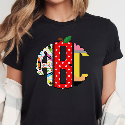ABC Teacher Shirt | Back to School Graphic Tee | Apple Pencil Crayon Teacher Shirt