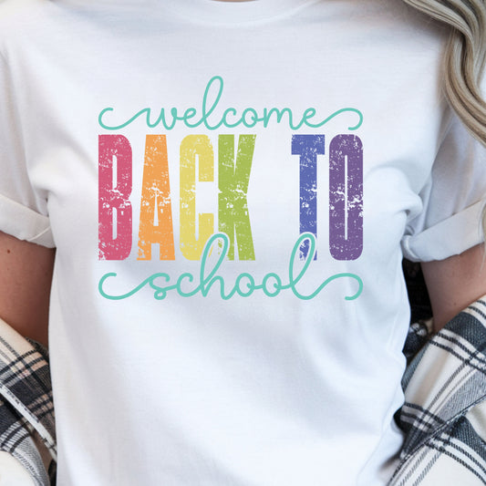 Back to School T-Shirt — "Welcome Back to School" Colorful Retro Print