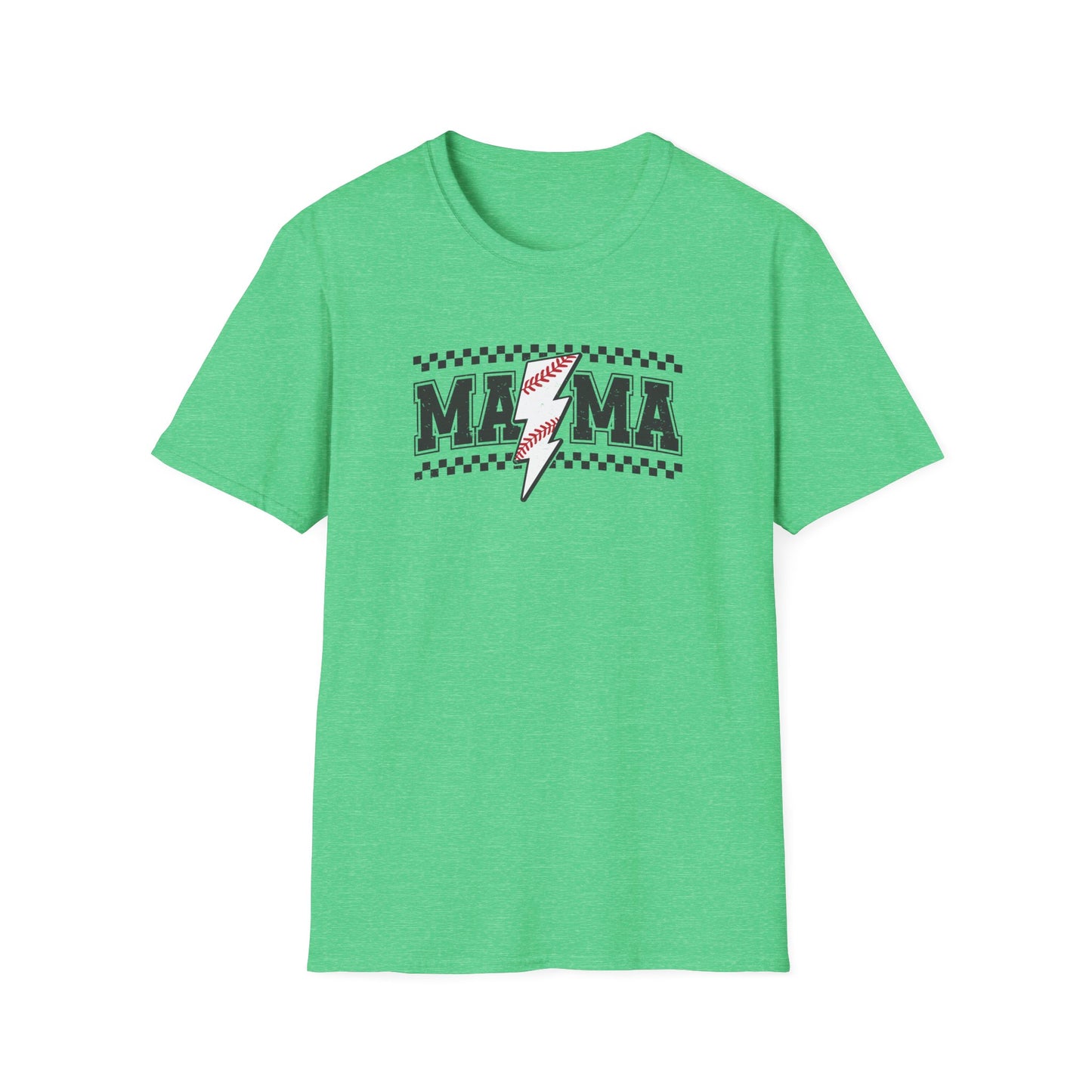 Baseball Mama Lightning Bolt Shirt – Trendy Game Day Sports Mom Tee | Vintage Checkered Baseball Mom Graphic T-Shirt