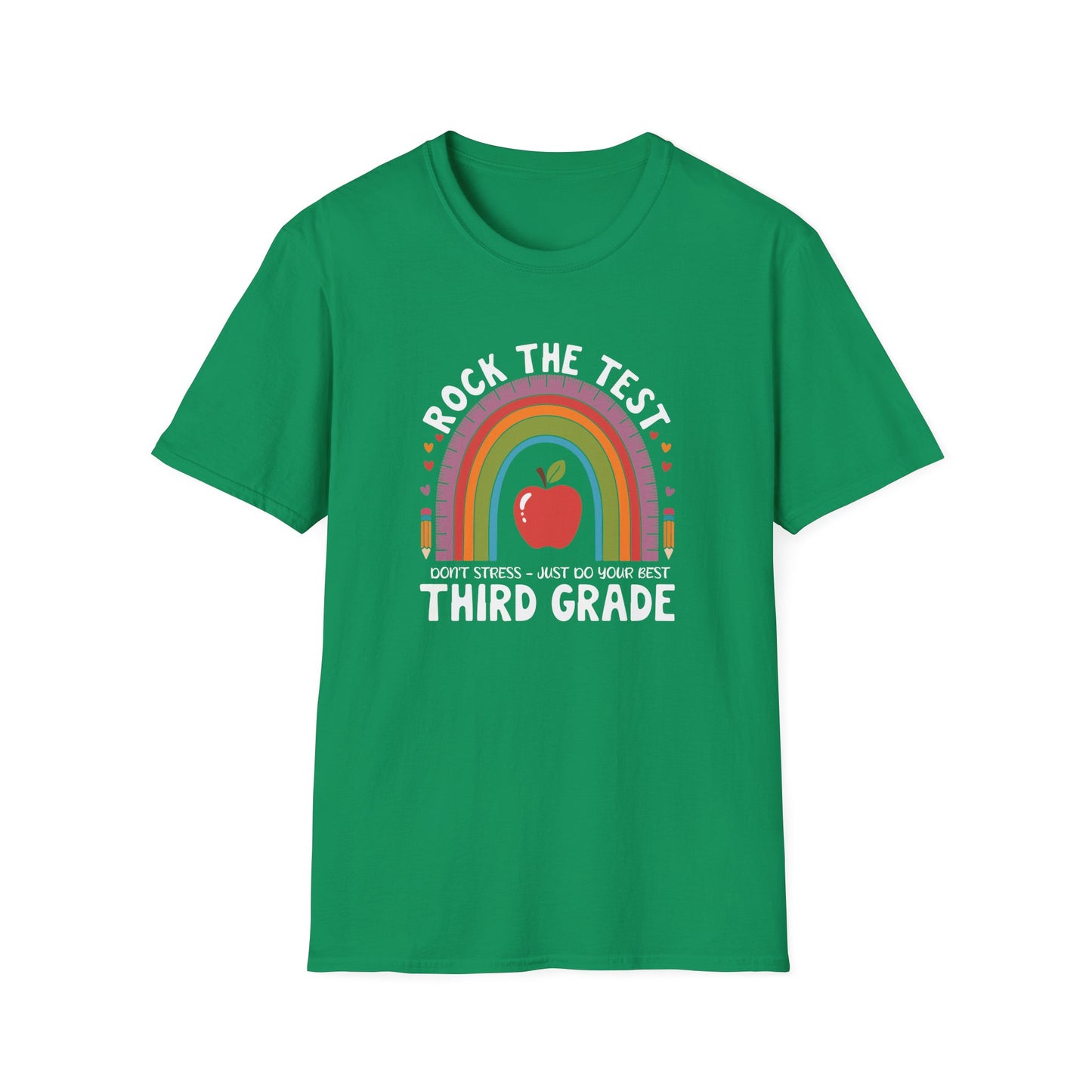 3rd Grade State Testing Teacher Shirt – “Rock The Test - Third Grade” Graphic Tee, Cute Educator T-Shirt, Funny Classroom Apparel