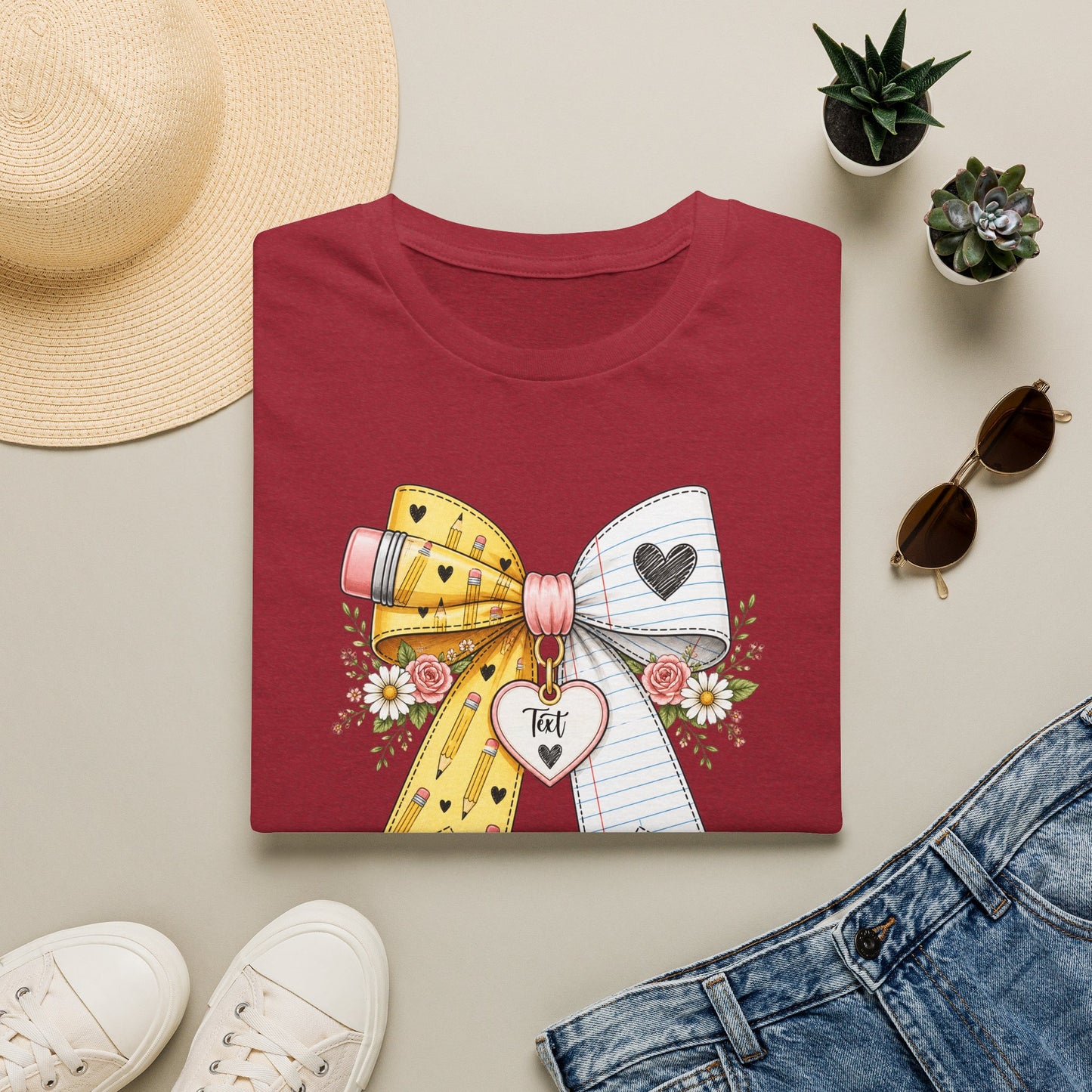 Personalized Teacher Bow Shirt | Custom Teacher Name Heart Tee