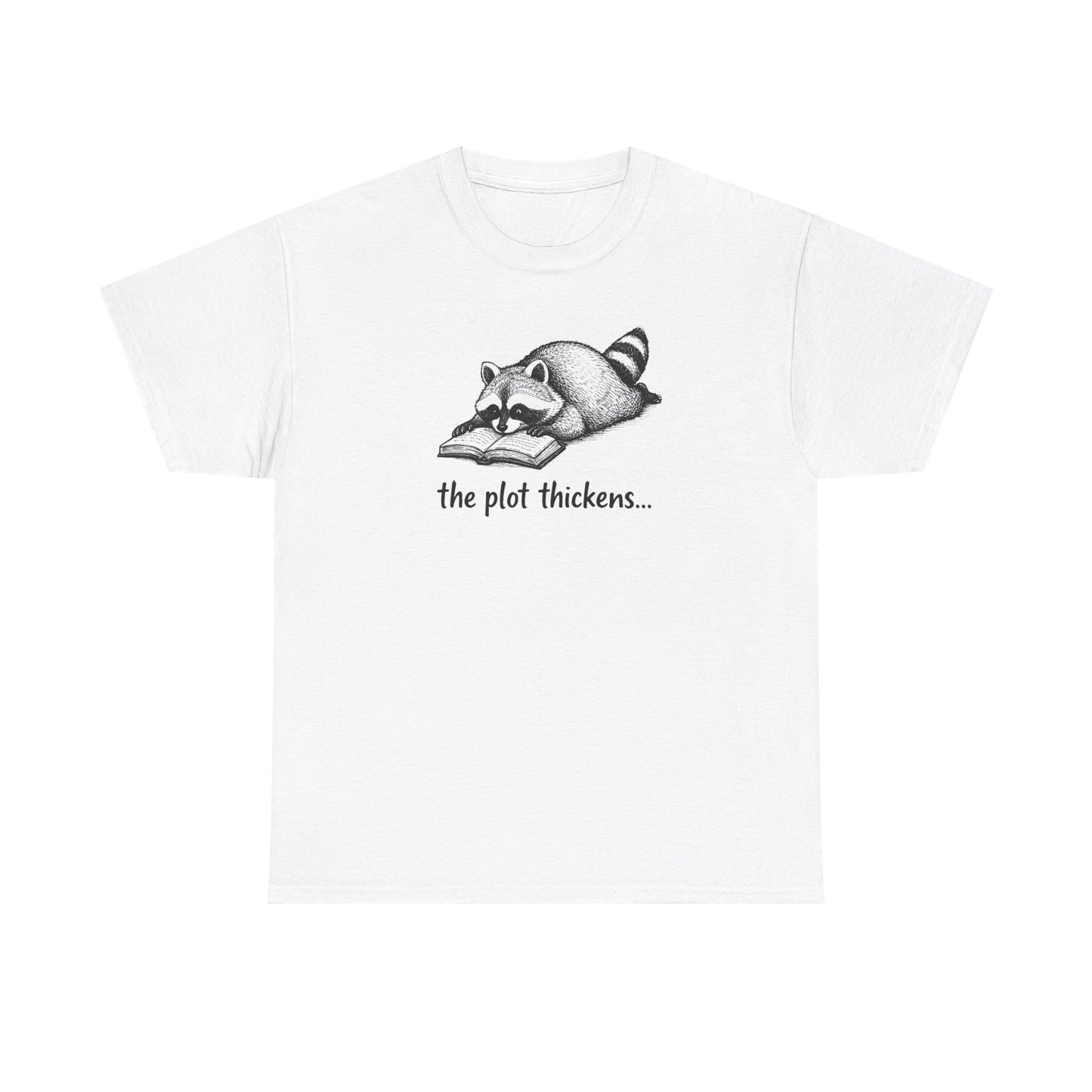 Raccoon "The Plot Thickens" Graphic Tee - Funny Book Lover Tee