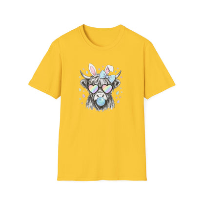 Cute Cow Tee — Heart Sunglasses, Bunny Ears & Bubblegum Graphic T-Shirt