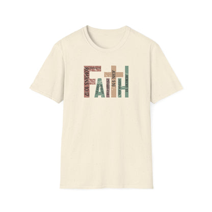 Faith Graphic T-Shirt — "Faith" with Cross & Bible Verse (Romans 10:17 / John 3:16)