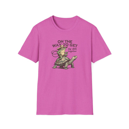 Funny Frog & Turtle T-Shirt – “On the Way to Get My Sh*t Together” Graphic Tee | Unisex Casual Humor Shirt