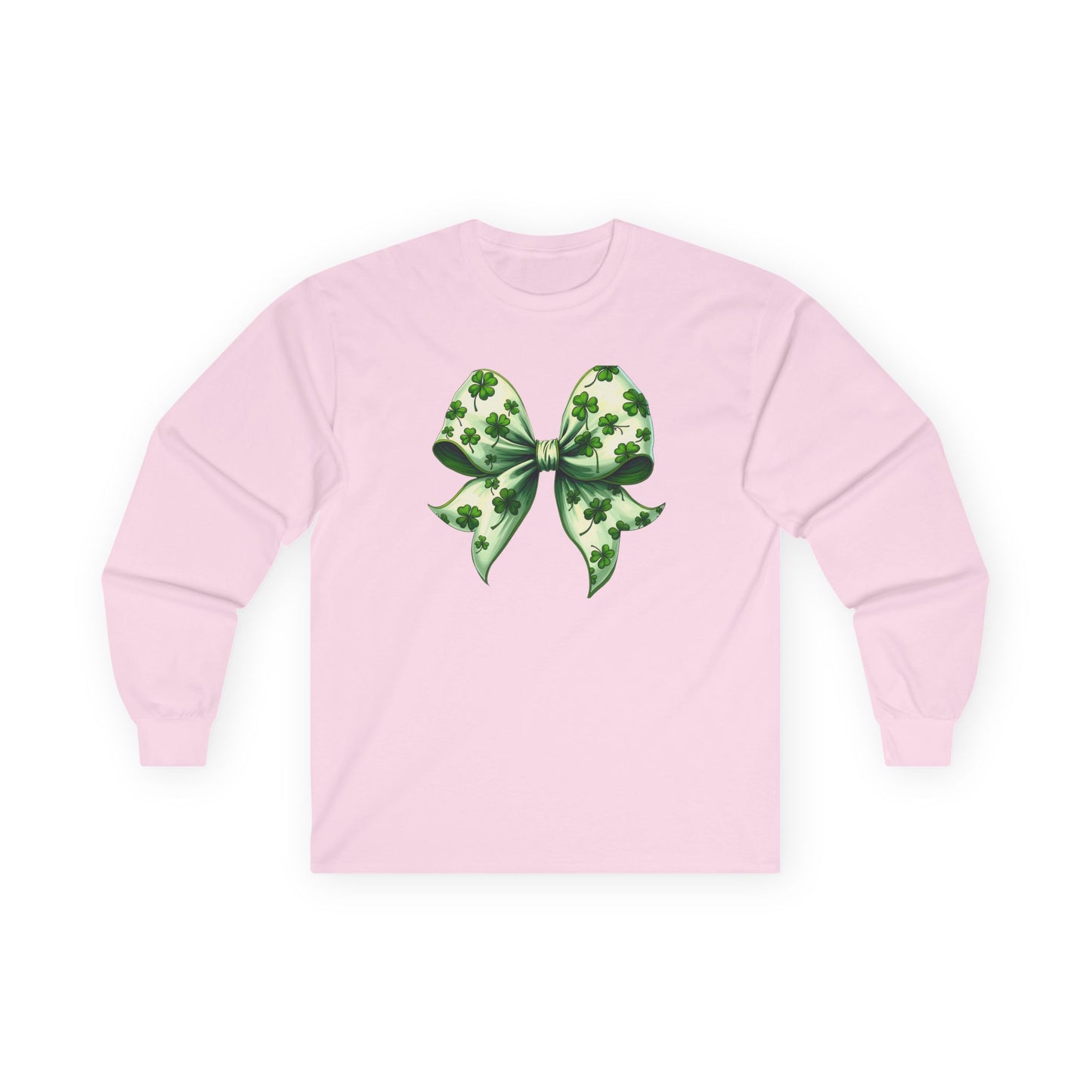 St. Patrick's Shamrock Bow Long Sleeve Tee
