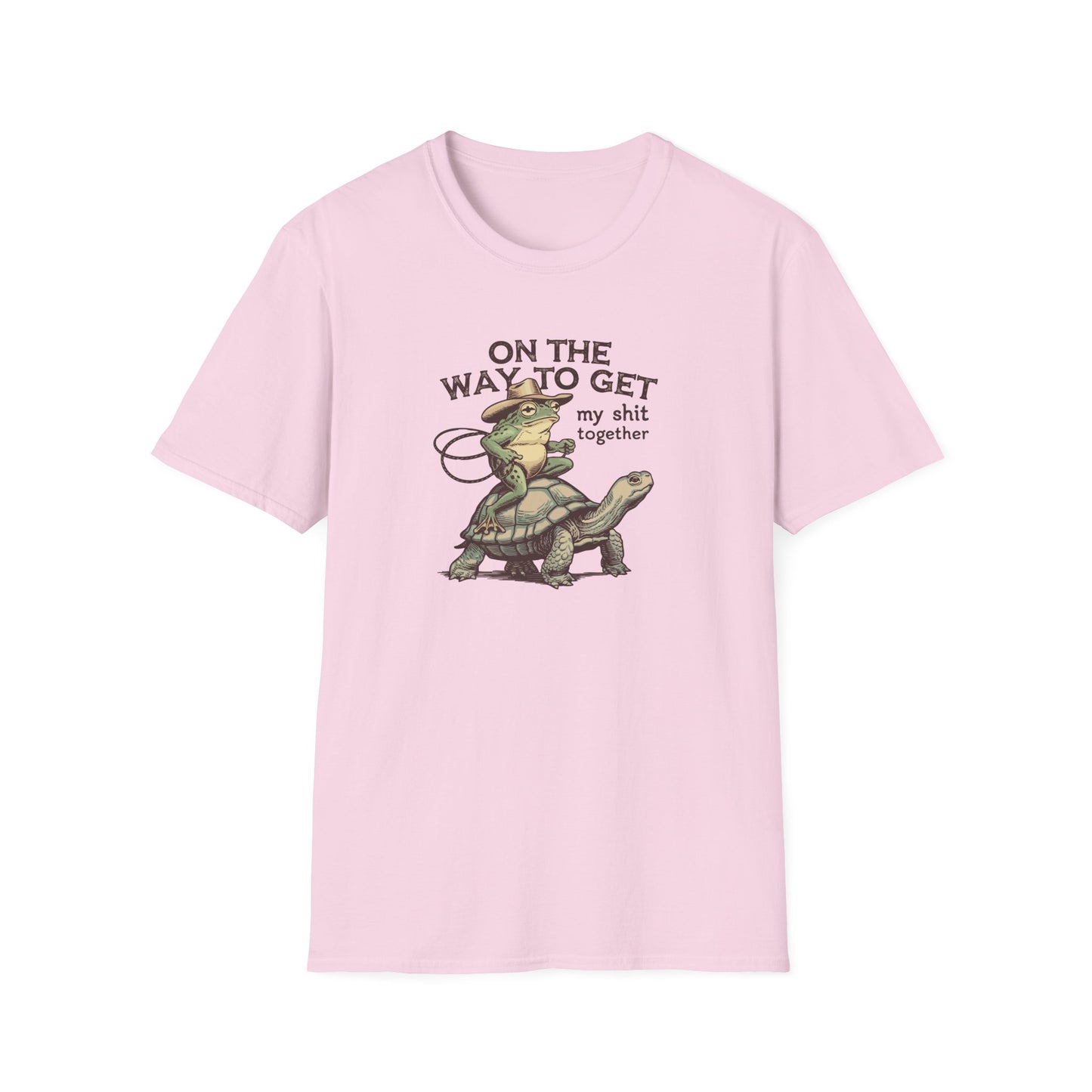 Funny Frog & Turtle T-Shirt – “On the Way to Get My Sh*t Together” Graphic Tee | Unisex Casual Humor Shirt