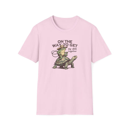 Funny Frog & Turtle T-Shirt – “On the Way to Get My Sh*t Together” Graphic Tee | Unisex Casual Humor Shirt
