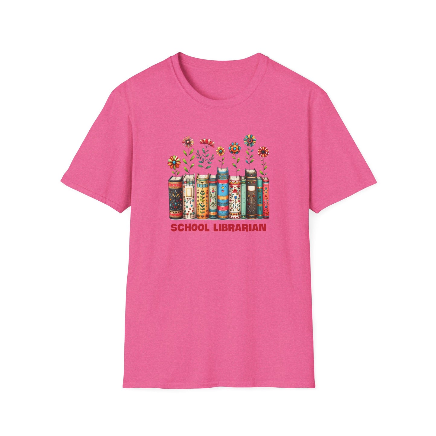 School Librarian Floral Books T-Shirt